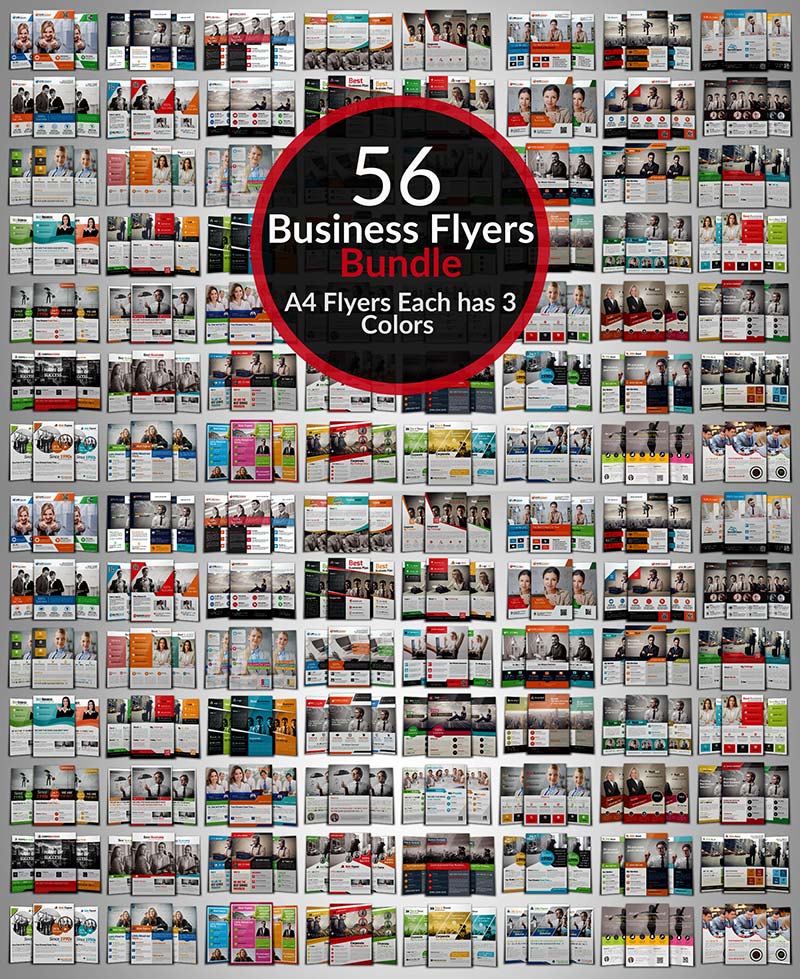 56 Creative Business Flyers Bundle,56套富有创意的业务传单模板